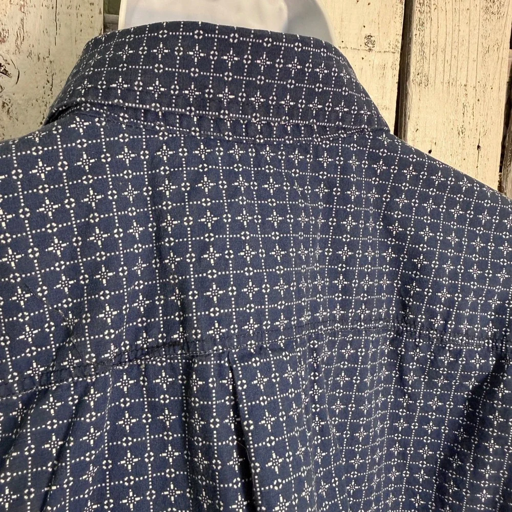 Rough Stock Panhandle Slim Mens XL Blue Geometric Cotton Button Up Shirt Western - Picture 7 of 11